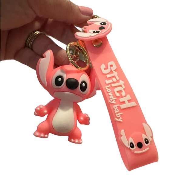 Bubblegum Pink and White Stitch Character Keychain - Picture 3 of 4